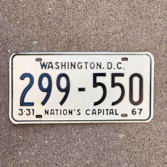 Photo of a 1967 Washington DC License Plate Auto Tag 1 Garage Decor 299 550 with original patina