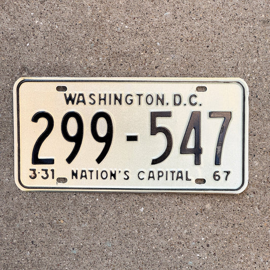 Photo of a 1967 Washington DC License Plate Auto Tag 2 Garage Decor 299 547 with original patina