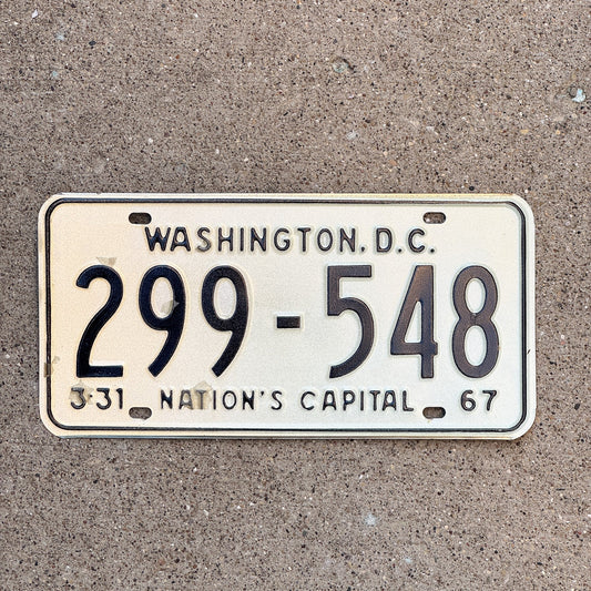 Photo of a 1967 Washington DC License Plate Auto Tag 2 Garage Decor 299 548 with original patina