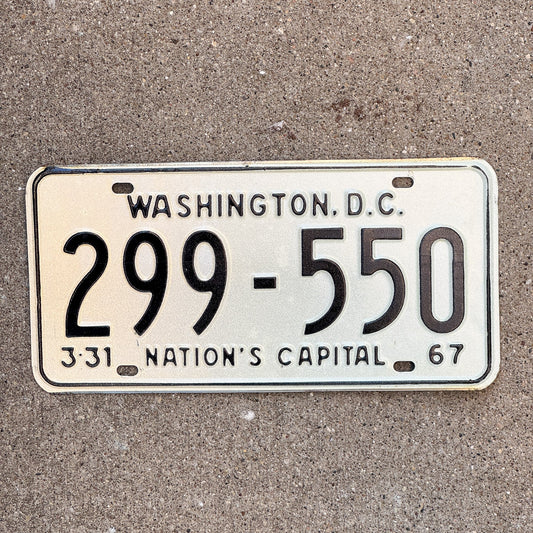 Photo of a 1967 Washington DC License Plate Auto Tag 2 Garage Decor 299 550 with original patina