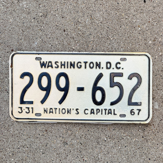 Photo of a 1967 Washington DC License Plate Auto Tag 2 Garage Decor 299 652 with original patina