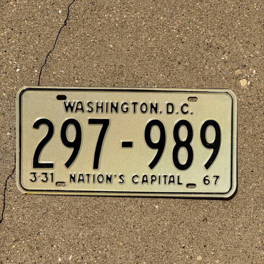 Photo of a 1967 Washington DC License Plate Auto Tag Garage Decor Vintage 297 989
