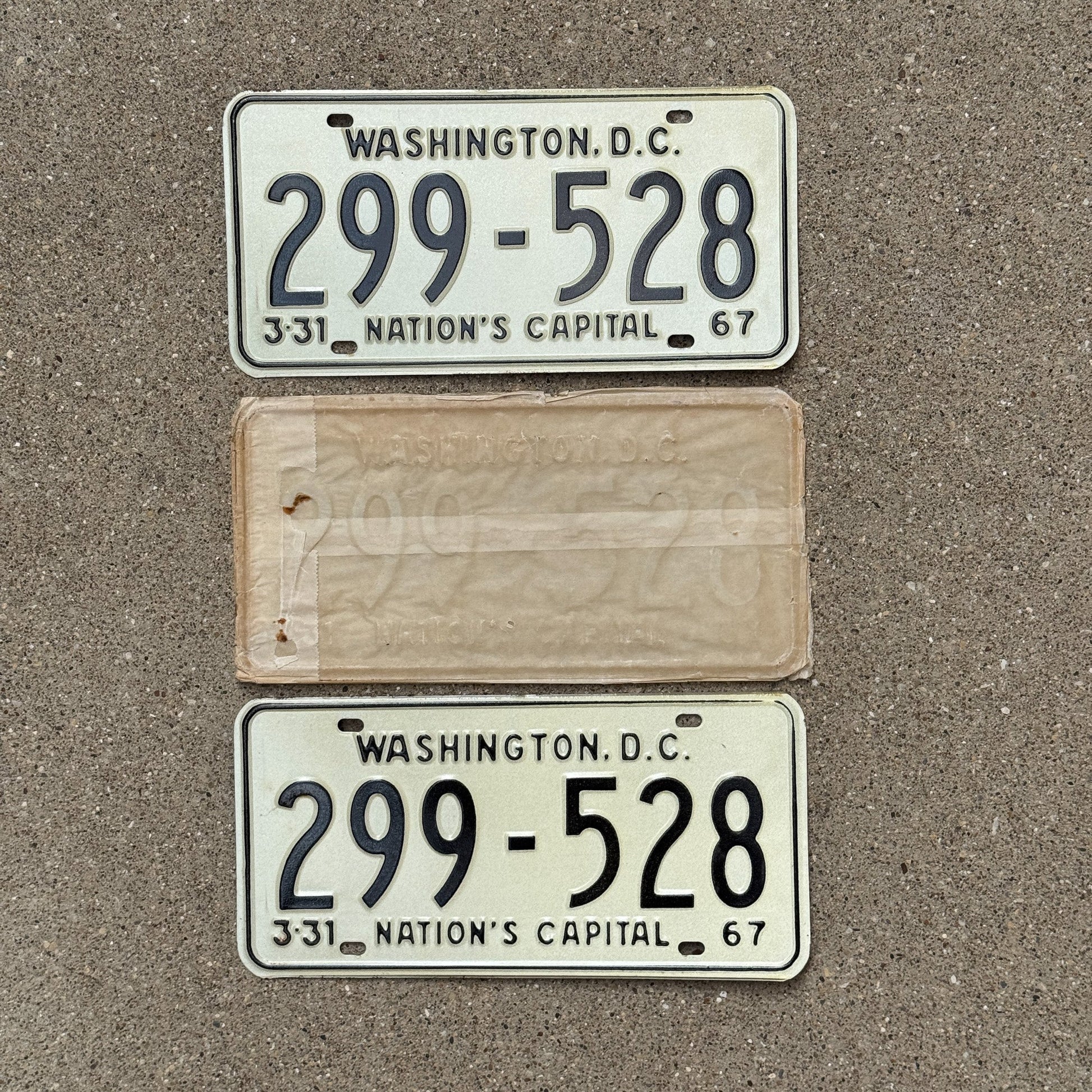Photo of a 1967 Washington DC License Plate Pair Auto Tag Garage Decor Vintage 299 528