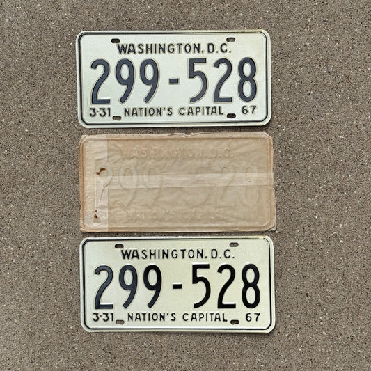 Photo of a 1967 Washington DC License Plate Pair Auto Tag Garage Decor Vintage 299 528