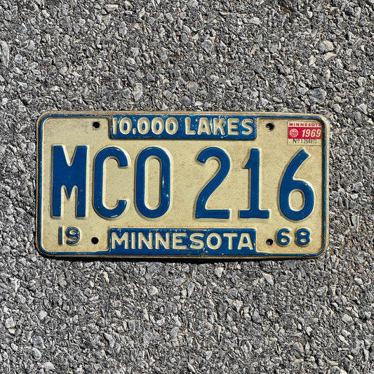 Photo of a 1968 1969 Minnesota License Plate Auto Tag Garage Decor Vintage MC 0216