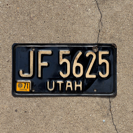 Photo of a 1968 1971 Utah License Plate Auto Tag Garage Decor Vintage JF 5625