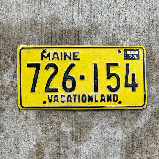Photo of a 1968 1973 Maine License Plate Auto Tag Garage Decor Vintage 726 154 with original patina