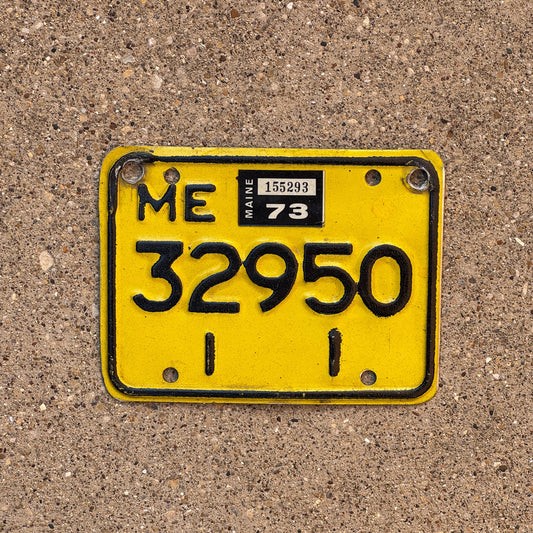 Photo of a 1968 1973 Maine Motorcycle License Plate Auto Tag Garage Decor Vintage 32950