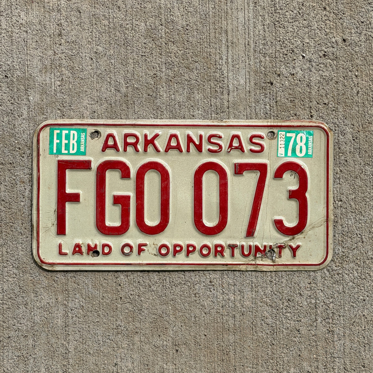 Photo of a 1968 1978 Arkansas License Plate Auto Tag Garage Decor Vintage FG0 073 with original patina