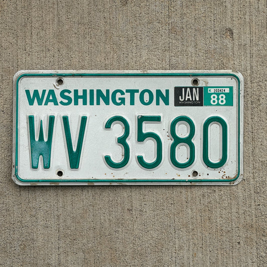 Photo of a 1968 1988 Washington Trailer License Plate Auto Tag Garage Decor Vintage WV 3580 with original patina