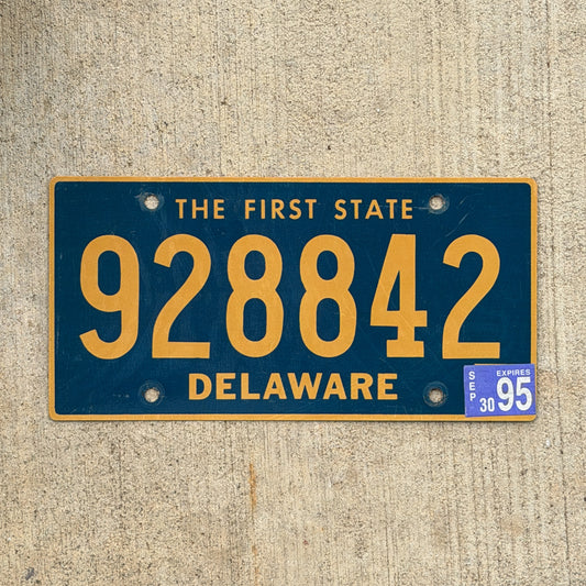 Photo of a 1968 1995 Delaware License Plate Auto Tag Garage Decor Vintage 928842 with original patina