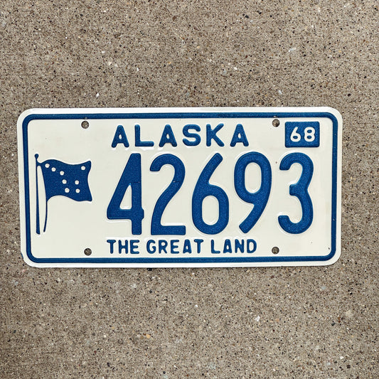 Photo of a 1968 Alaska License Plate Auto Tag Garage Decor Vintage High Quality 42693 with original patina