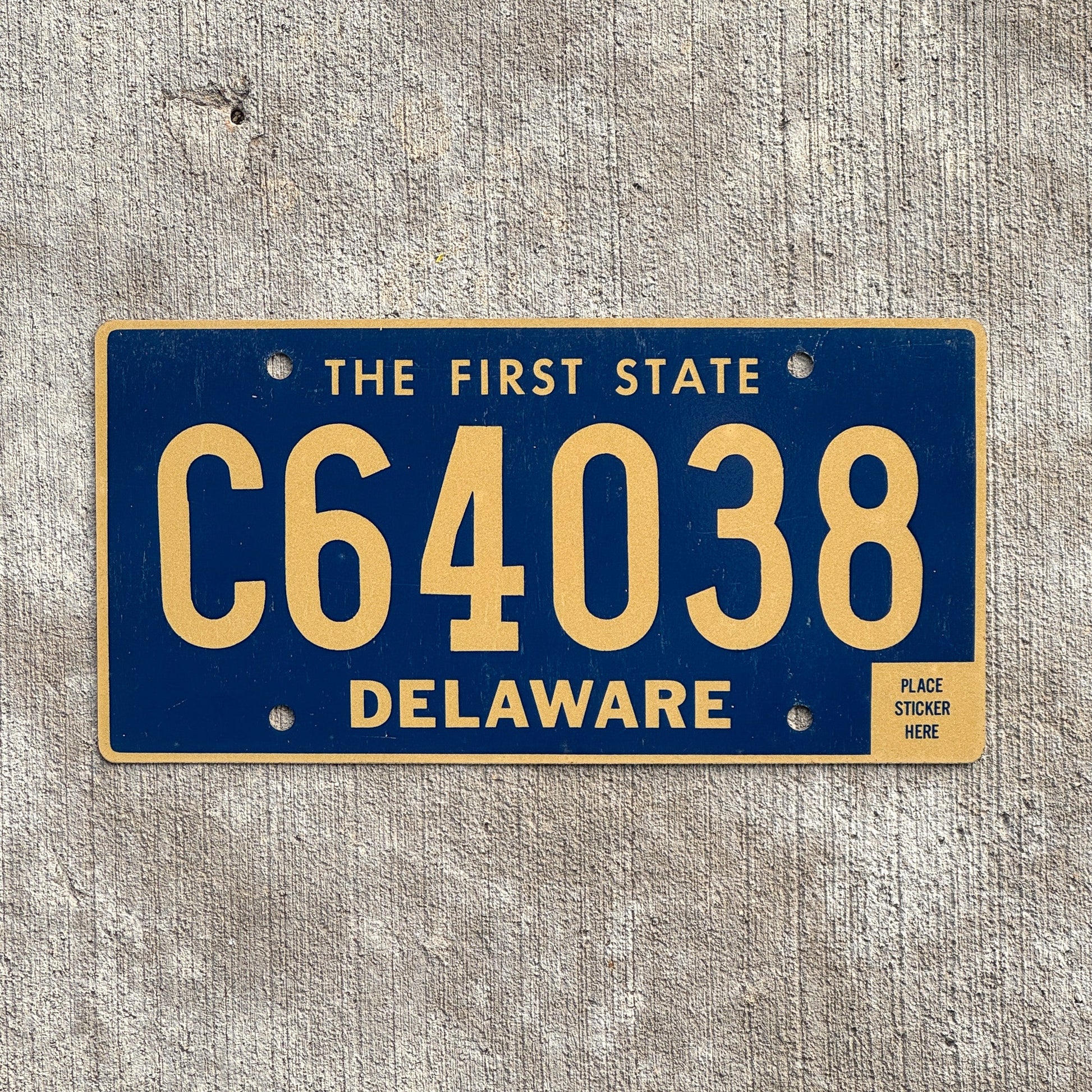 Photo of a 1968 Delaware Commercial License Plate Auto Tag Garage Decor Vintage Truck Trucking C 64038 with original patina