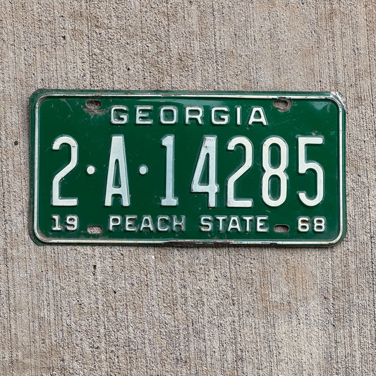 Photo of a 1968 Georgia License Plate Auto Tag Garage Decor Vintage 2 A 14285 with original patina
