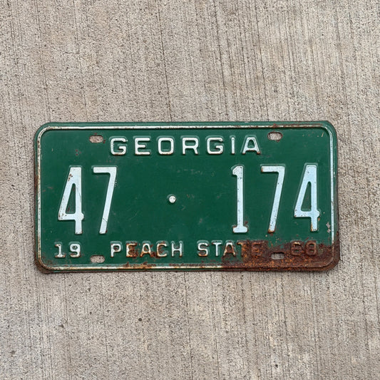Photo of a 1968 Georgia License Plate Auto Tag Garage Decor Vintage 47 174 with original patina