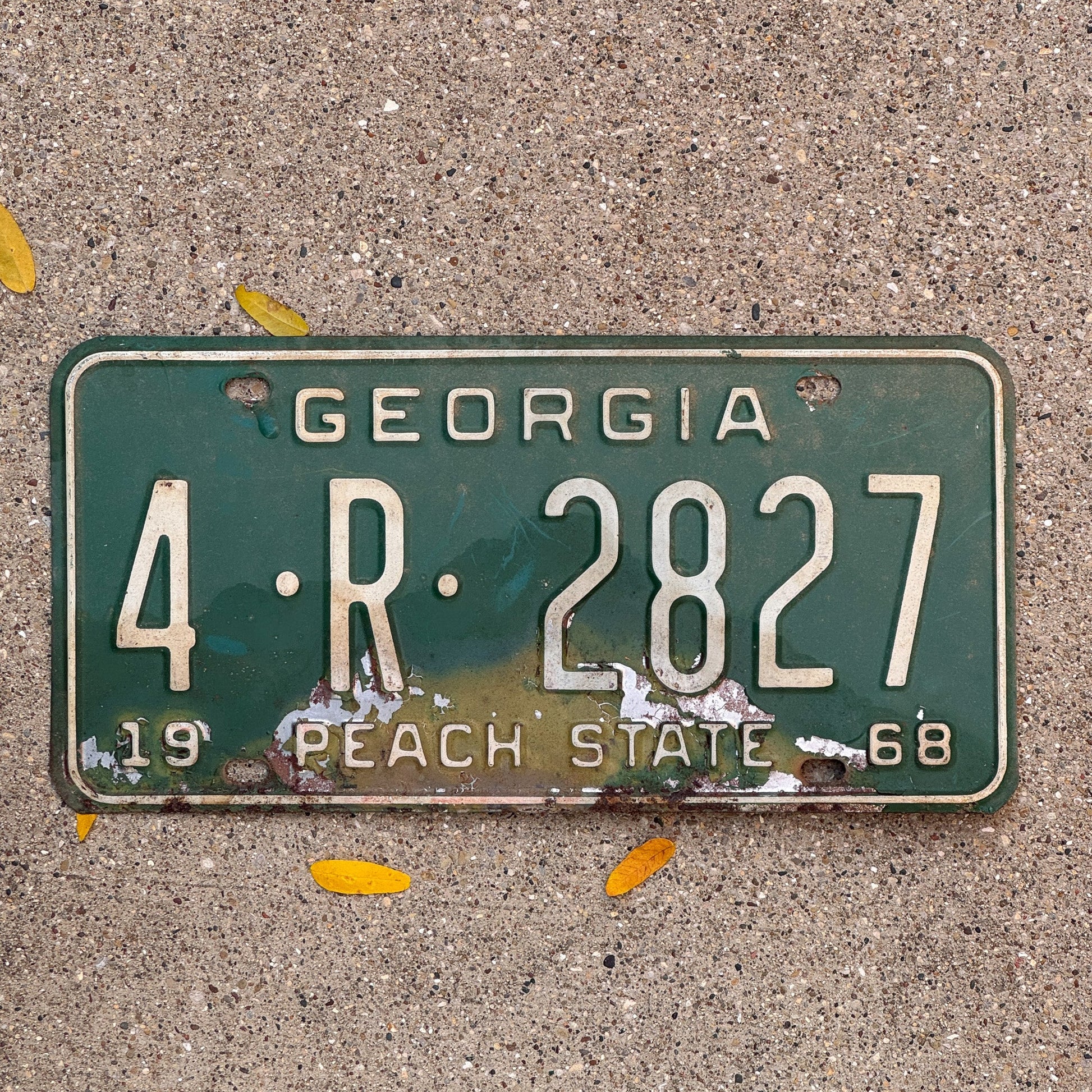 Photo of a 1968 Georgia Light Truck License Plate Auto Tag Garage Decor Vintage 4 R 2827 with original patina