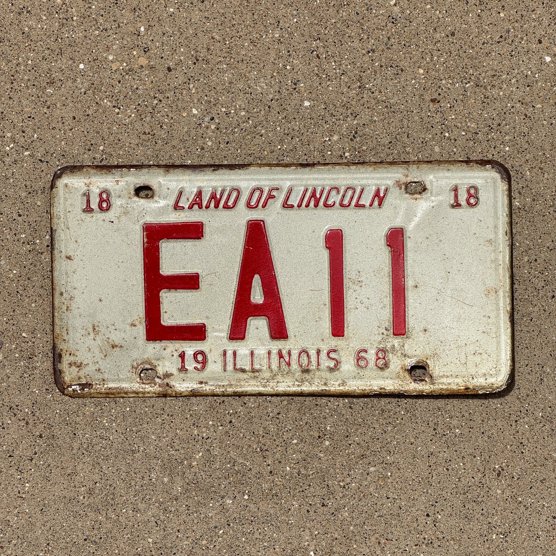 Photo of a 1968 Illinois License Plate Auto Tag Garage Decor Vintage EA 11