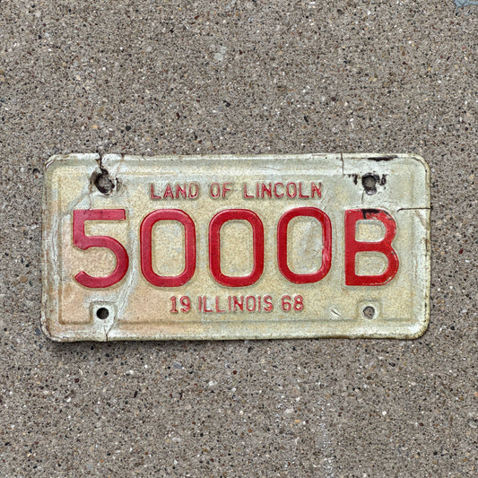 Photo of a 1968 Illinois Moped License Plate Auto Tag Garage Decor Vintage First Year of Type 5000 B
