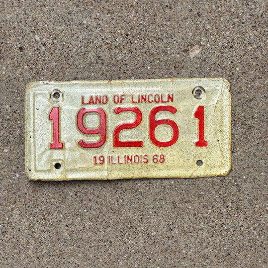 Photo of a 1968 Illinois Motorcycle License Plate Auto Tag Garage Decor Vintage 19261