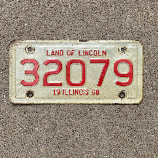 Photo of a 1968 Illinois Motorcycle License Plate Auto Tag Garage Decor Vintage 32079