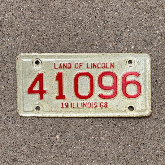 Photo of a 1968 Illinois Motorcycle License Plate Auto Tag Garage Decor Vintage 41096