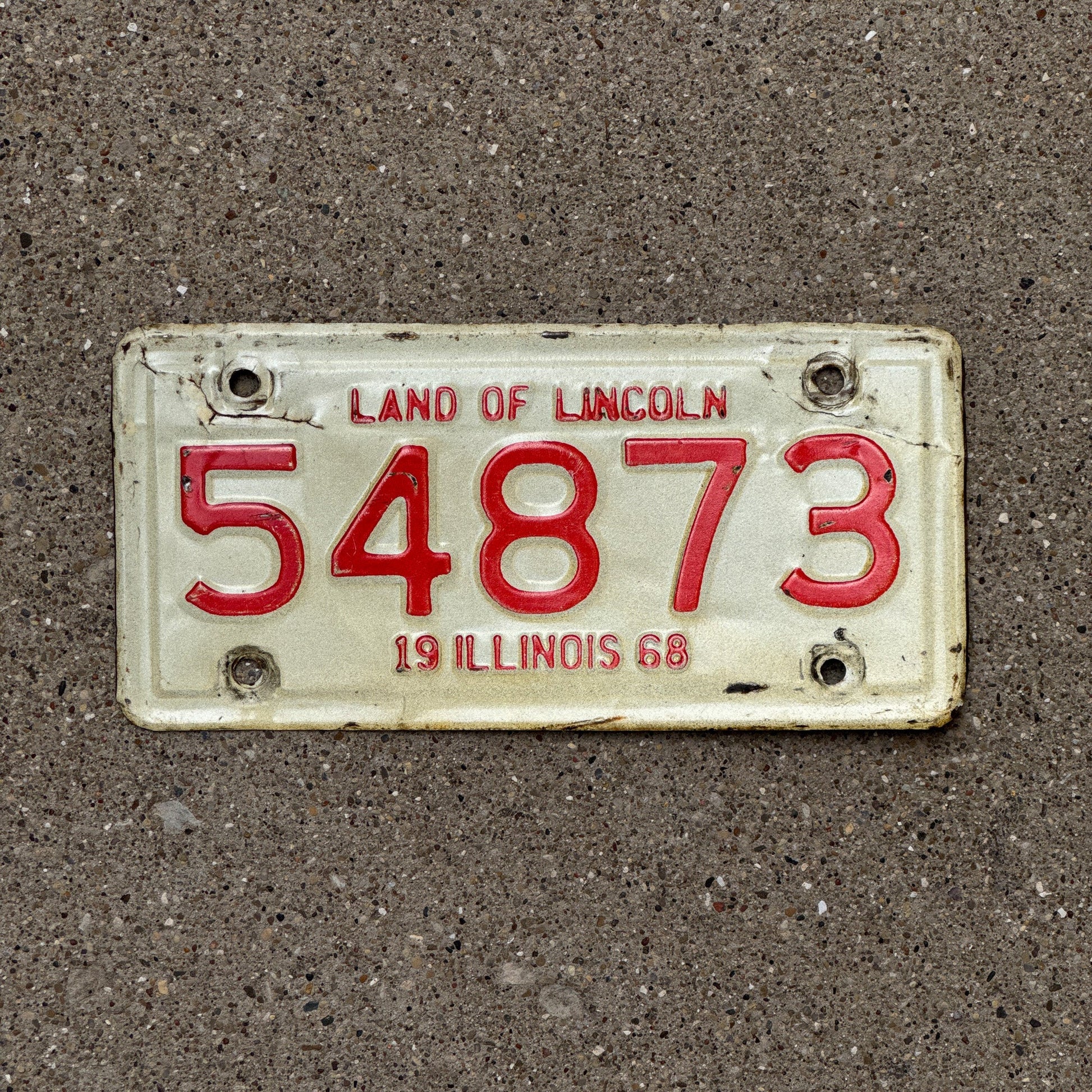 Photo of a 1968 Illinois Motorcycle License Plate Auto Tag Garage Decor Vintage 54873