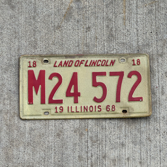 Photo of a 1968 Illinois Municipal License Plate Auto Tag 1 Vintage Garage M 24 572 with original patina