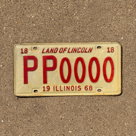 Photo of a 1968 Illinois Sample License Plate Auto Tag Garage Decor Vintage PP 0000