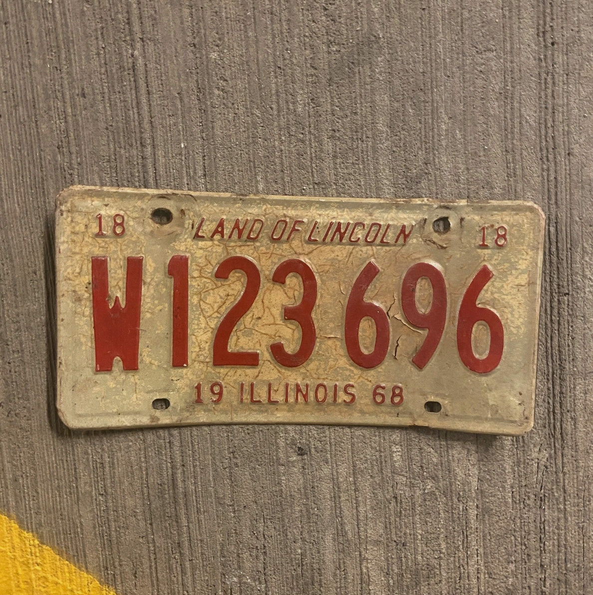 Photo of a 1968 Illinois Trailer License Plate Auto Tag Garage Decor Vintage W 123696