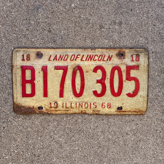 Photo of a 1968 Illinois Truck License Plate Auto Tag Garage Decor Vintage B 170 305 with original patina