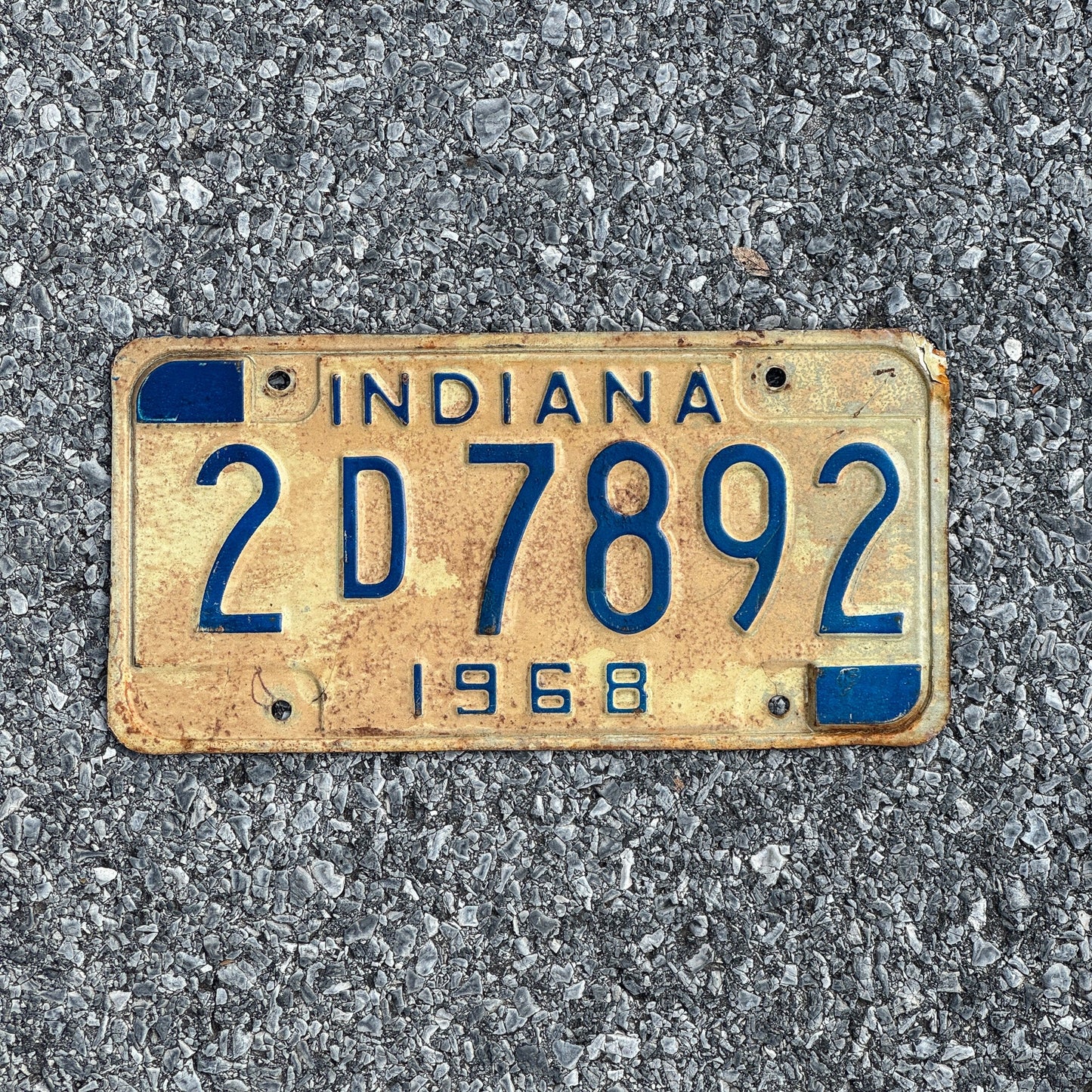 Photo of a 1968 Indiana License Plate Auto Tag Garage Decor Vintage 2D7892