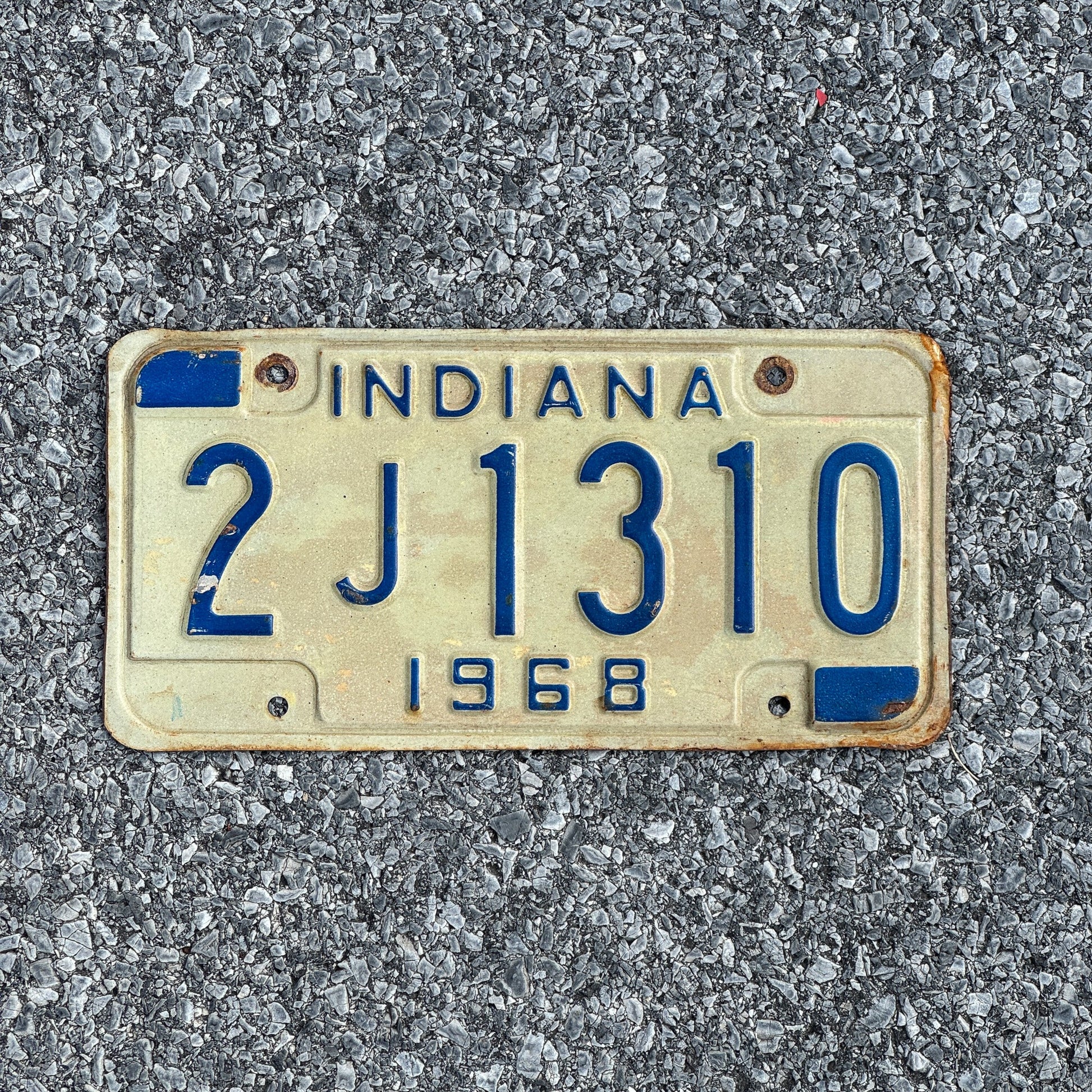 Photo of a 1968 Indiana License Plate Auto Tag Garage Decor Vintage 2J1310
