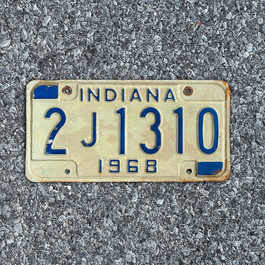 Photo of a 1968 Indiana License Plate Auto Tag Garage Decor Vintage 2J1310