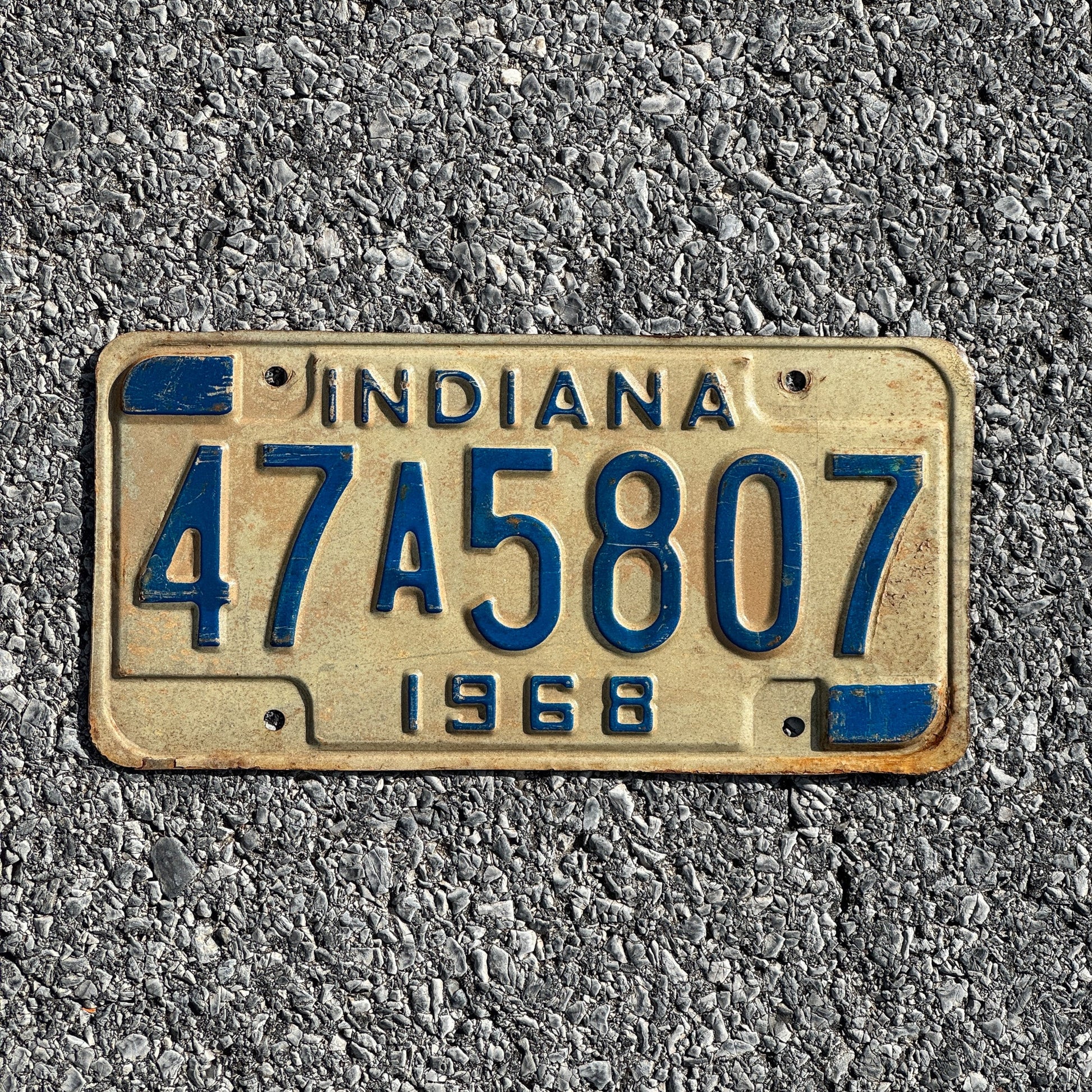 Photo of a 1968 Indiana License Plate Auto Tag Garage Decor Vintage 47A5807