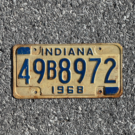 Photo of a 1968 Indiana License Plate Auto Tag Garage Decor Vintage 49B8972