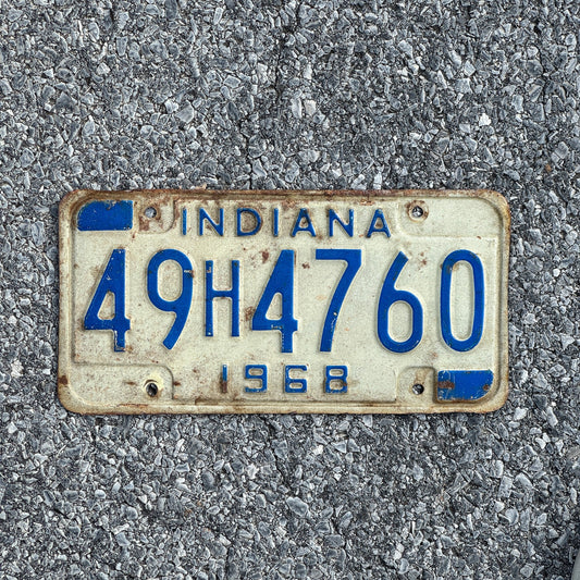 Photo of a 1968 Indiana License Plate Auto Tag Garage Decor Vintage 49H4760