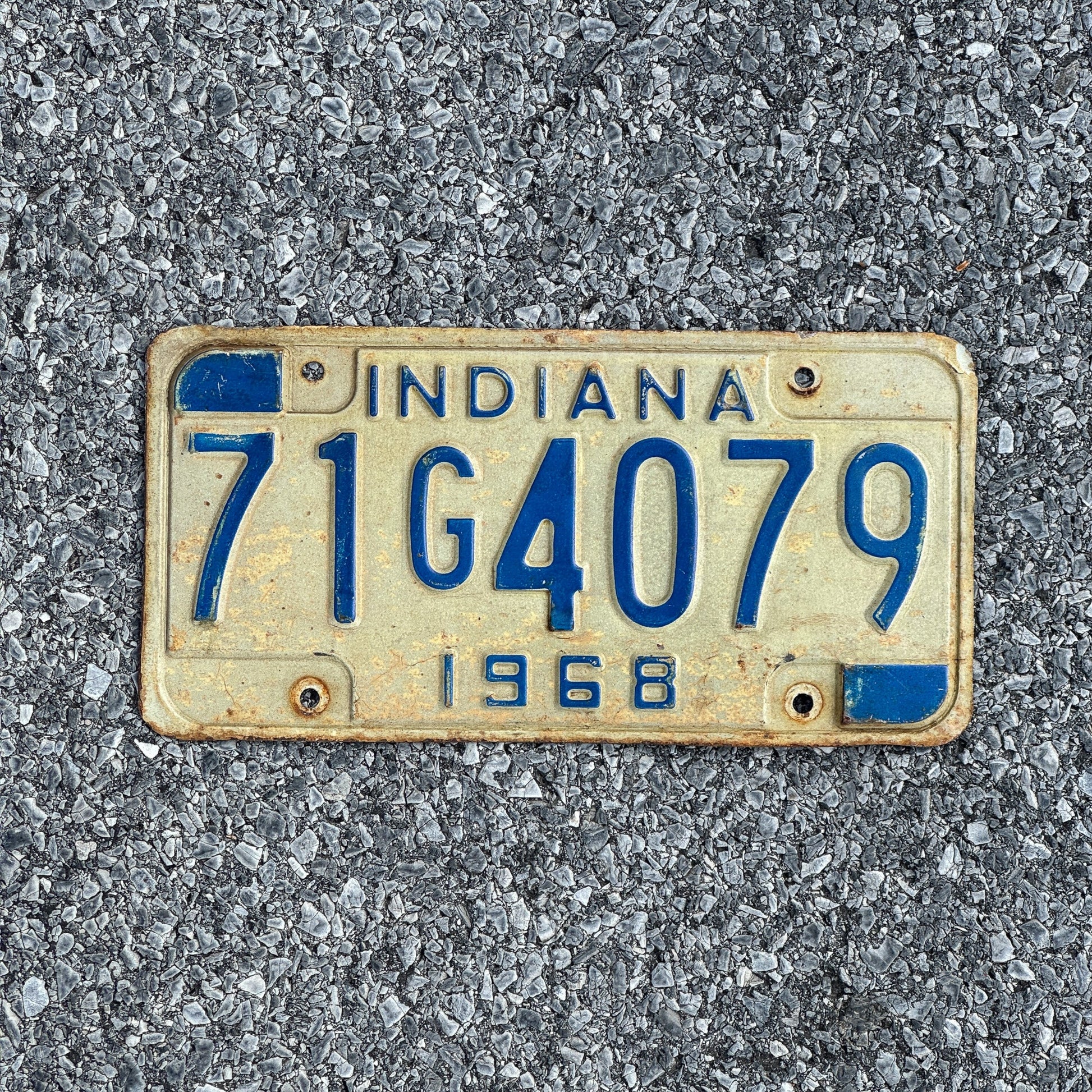 Photo of a 1968 Indiana License Plate Auto Tag Garage Decor Vintage 71G4079