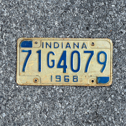 Photo of a 1968 Indiana License Plate Auto Tag Garage Decor Vintage 71G4079