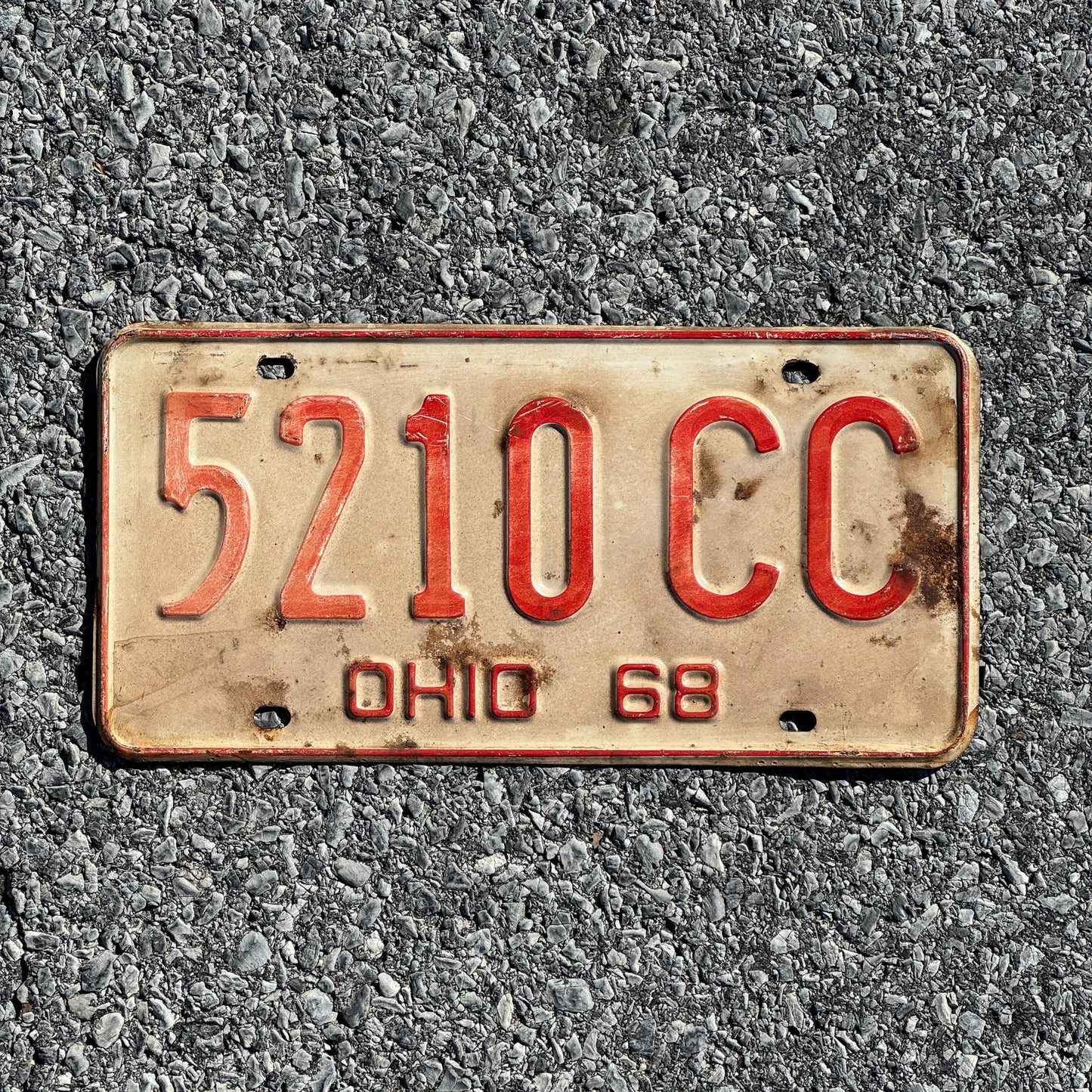 Photo of a 1968 Ohio License Plate Auto Tag Garage Decor Vintage 52 10 CC