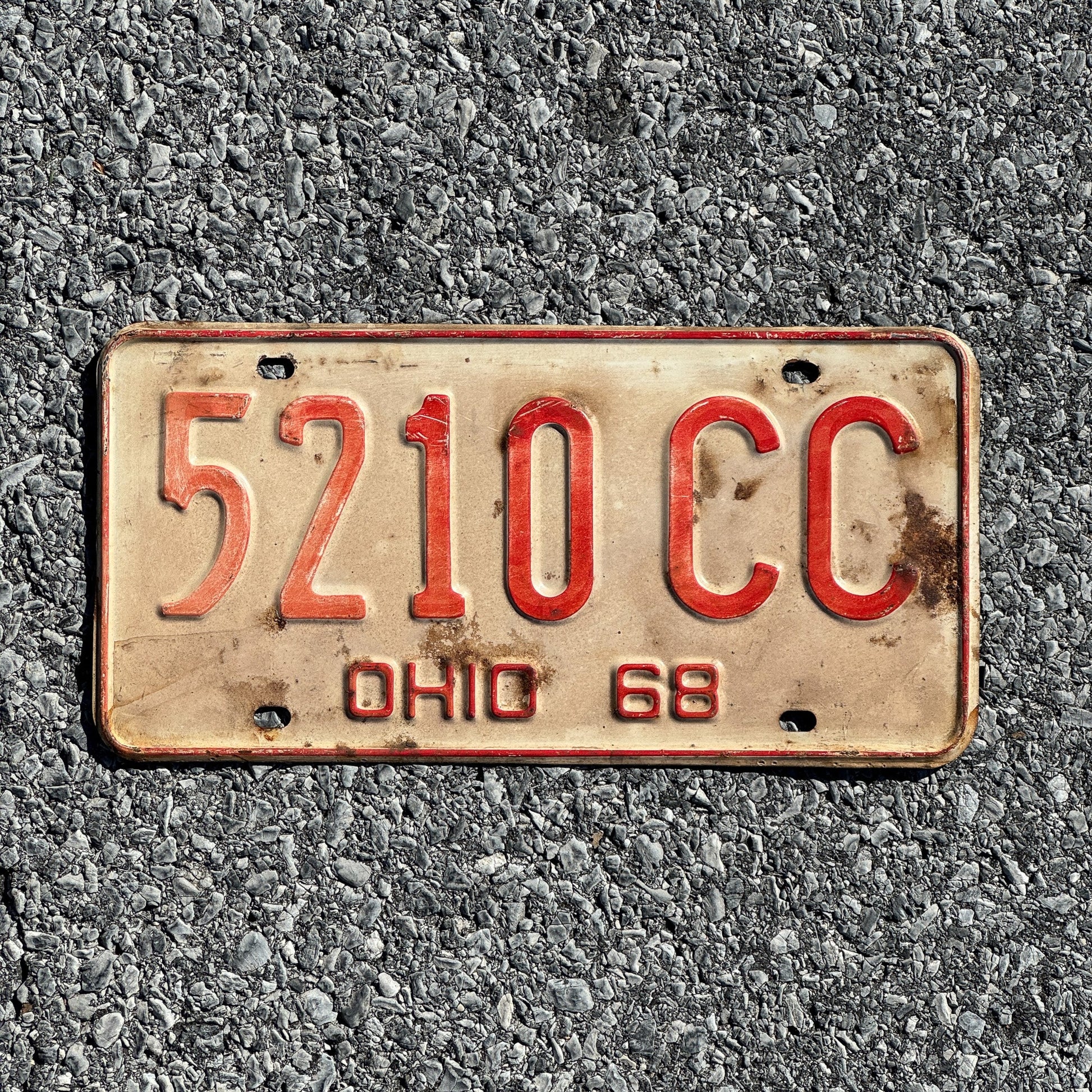 Photo of a 1968 Ohio License Plate Auto Tag Garage Decor Vintage 52 10 CC