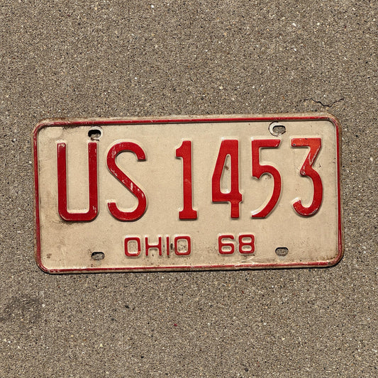 Photo of a 1968 Ohio License Plate Auto Tag Garage Decor Vintage USA America US 1453