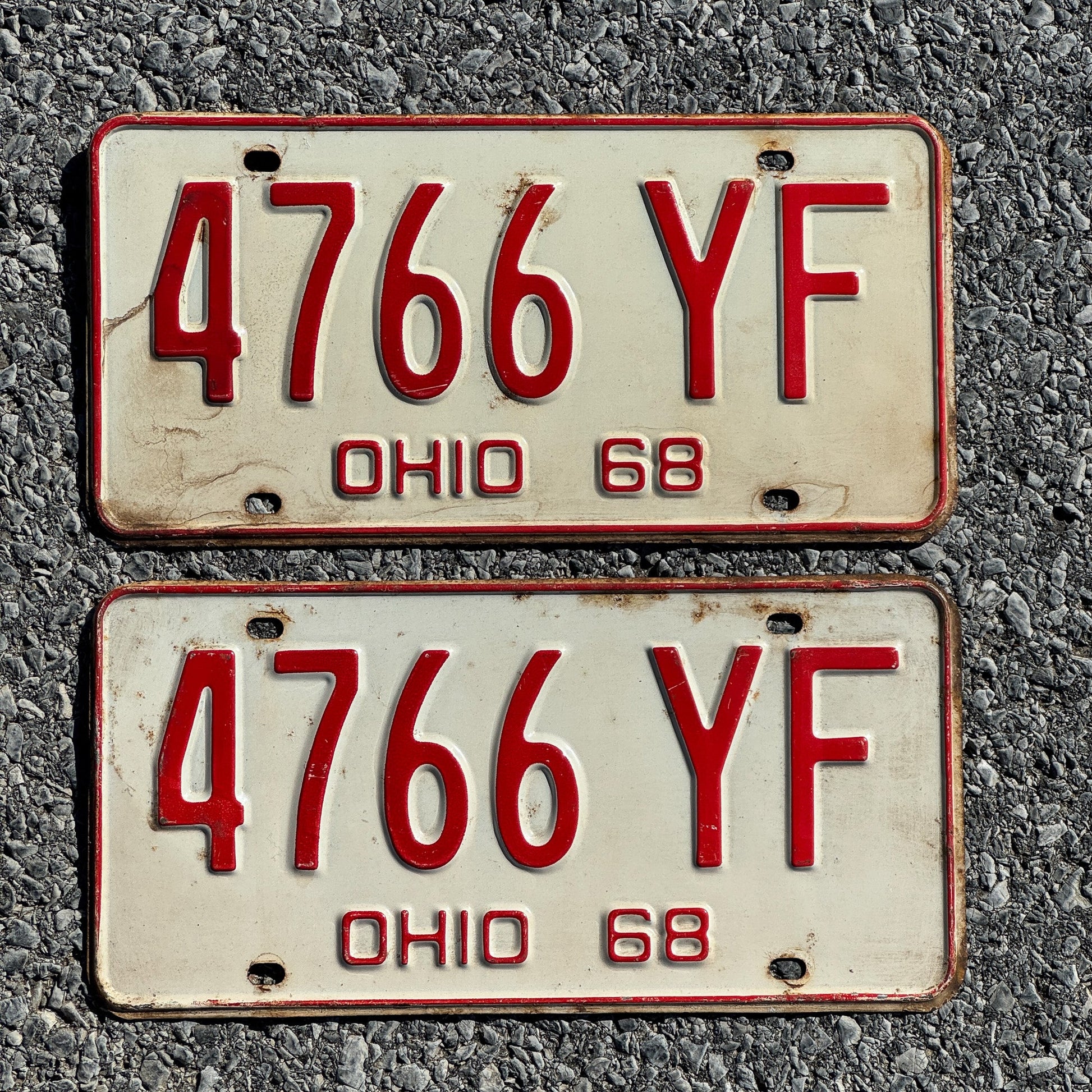 Photo of a 1968 Ohio License Plate Pair Auto Tag Garage Decor Vintage 4766 YF
