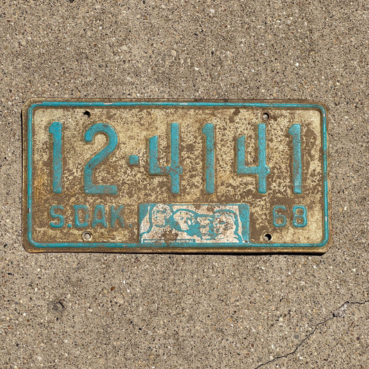 Photo of a 1968 South Dakota License Plate Auto Tag Garage Decor Vintage Bon Homme 12 4141