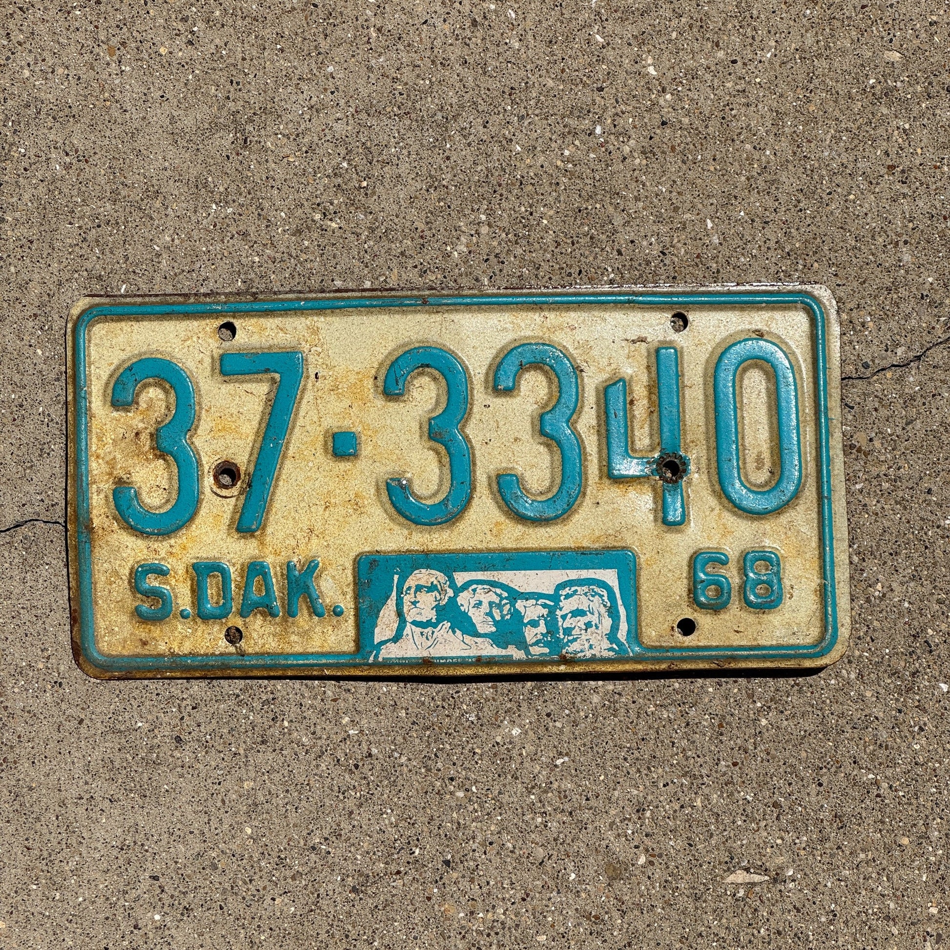 Photo of a 1968 South Dakota License Plate Auto Tag Garage Decor Vintage Tag 2 Hutchinson 37 3340
