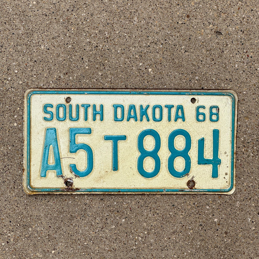 Photo of a 1968 South Dakota TRUCK License Plate Auto Tag Garage Decor Vintage A5 T 884