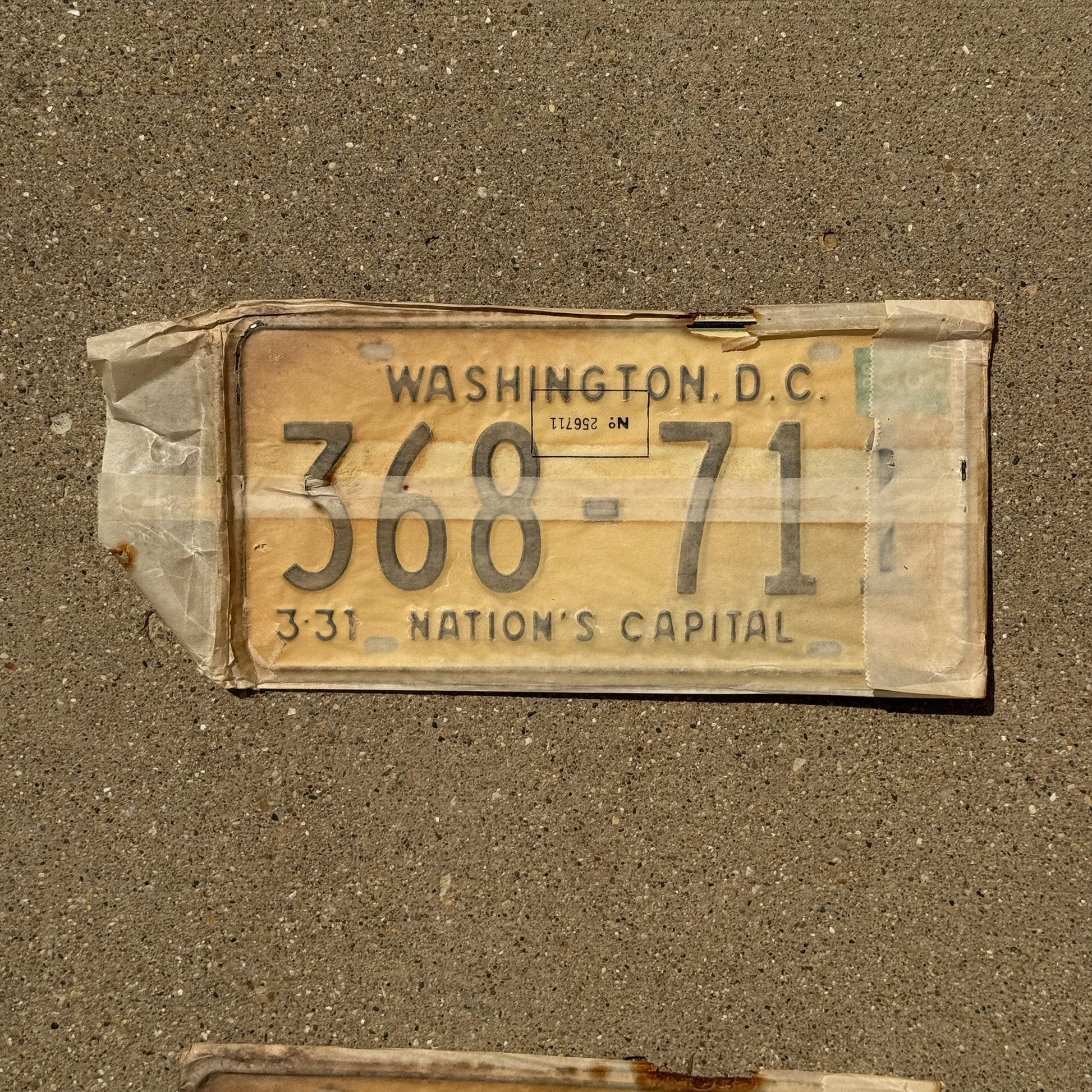 Photo of a 1968 Washington DC License Plate Auto Tag Garage Decor Vintage with Envelope 368 711