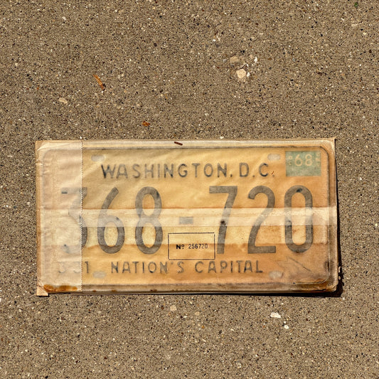 Photo of a 1968 Washington DC License Plate Auto Tag Garage Decor Vintage with Envelope 368 720