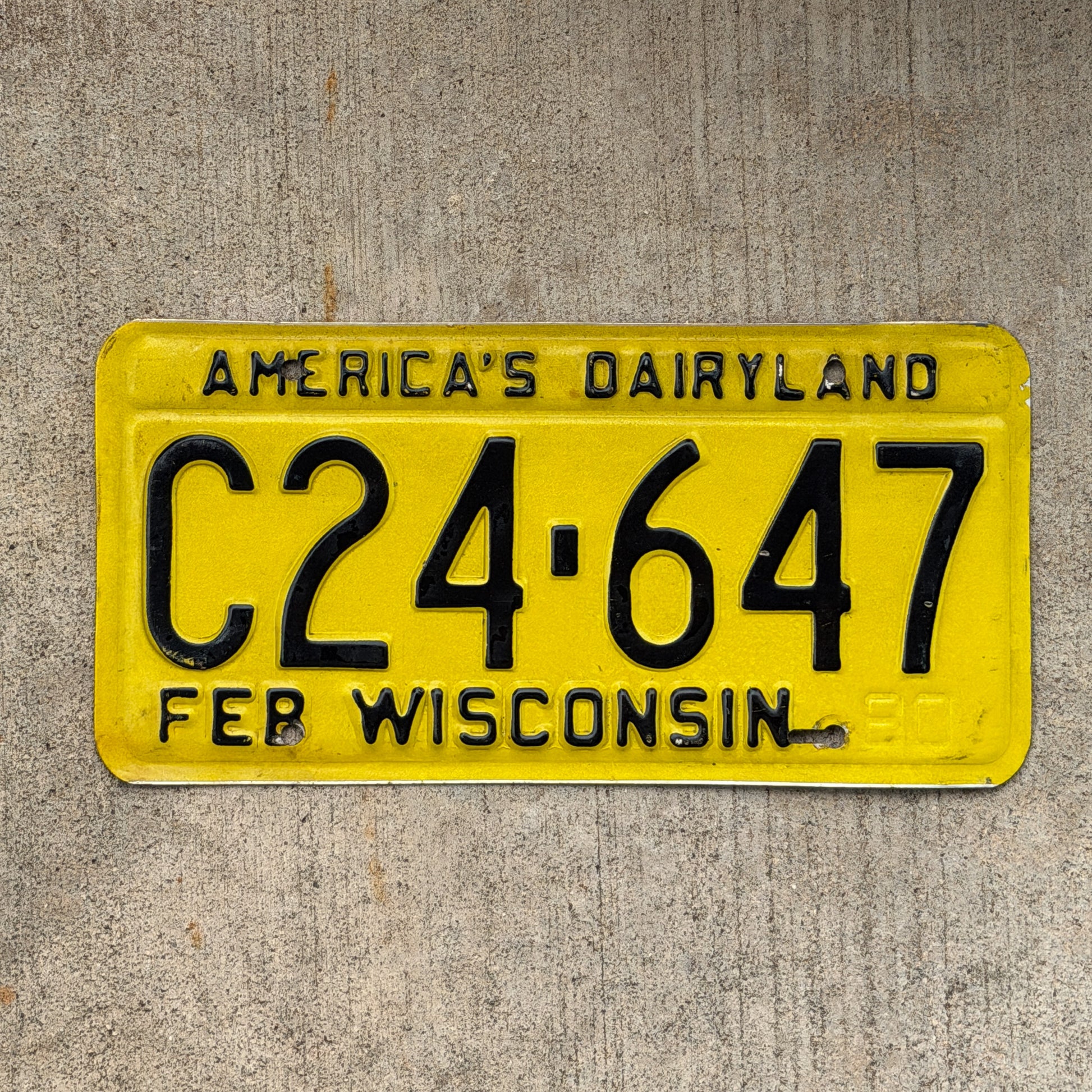 Photo of a 1968 Wisconsin License Plate Auto Tag Garage Decor Vintage C24 647 with original patina
