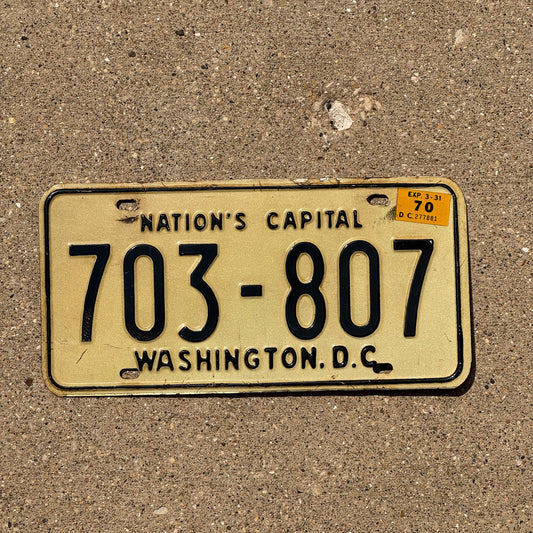 Photo of a 1969 1970 Washington DC License Plate Auto Tag Garage Decor Vintage 703 807