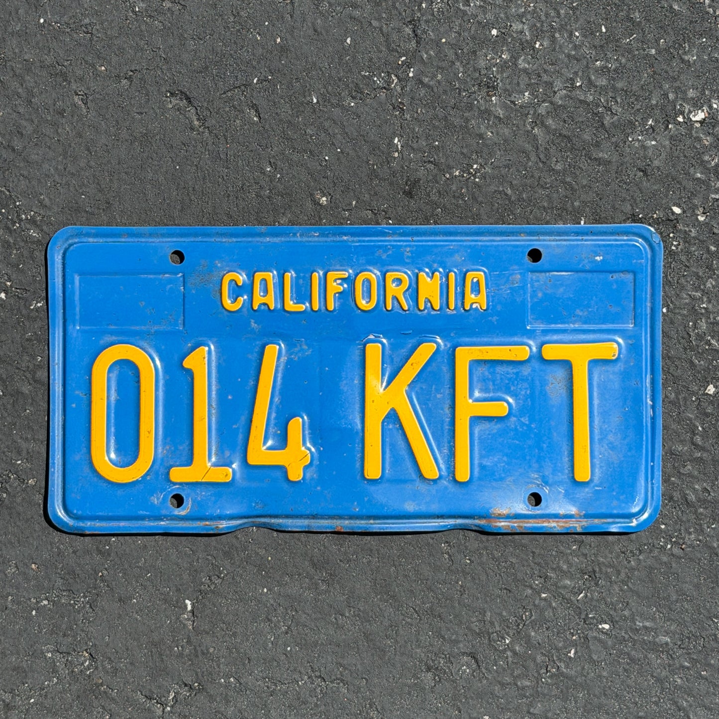 Photo of a 1969 California License Plate Auto Tag Garage Decor Vintage 014 KFT with original patina